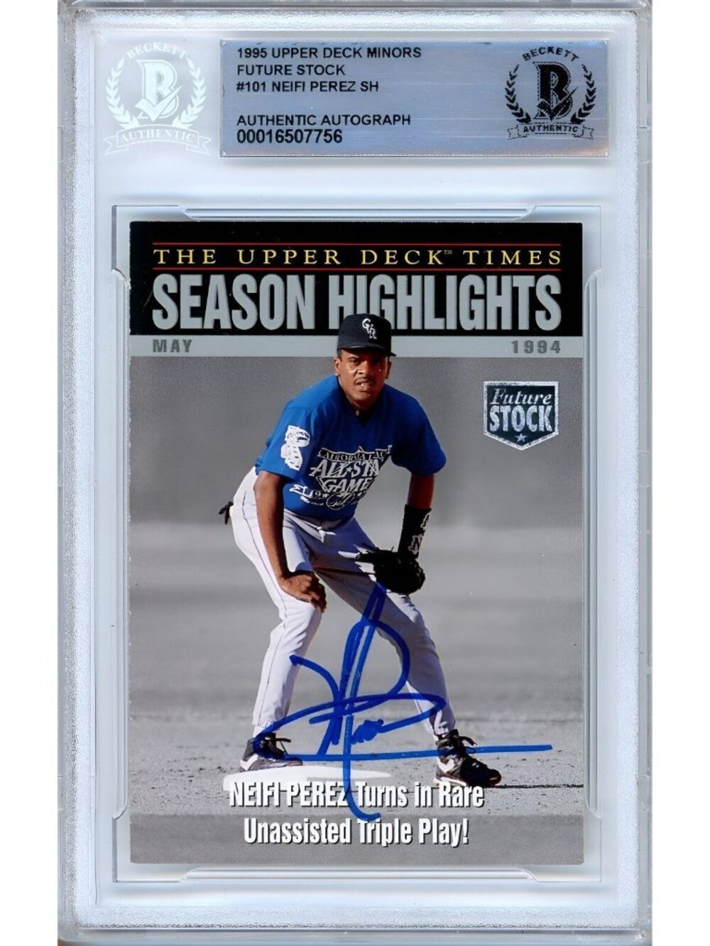 Neifi Perez Signed 1995 Upper Deck Minors Future Stock 101 Rockies BAS Slab Auto